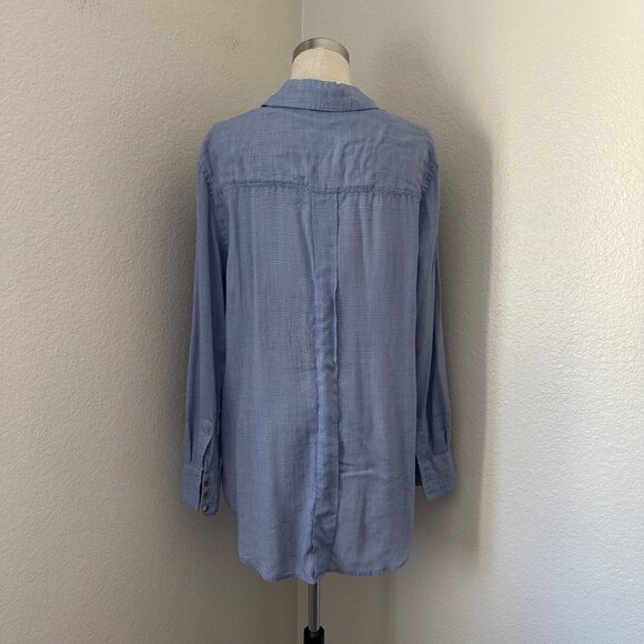 Free People That's A Wrap Button Up Shirt Rayon Polyester Hi-lo Style Blue S - Picture 3 of 13